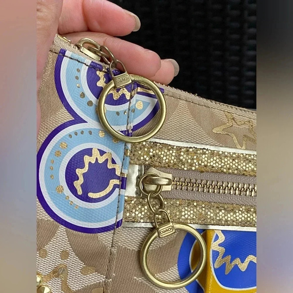 Coach Poppy Pop C CPLIQUE GROOVY SHOULDER BAG F15309 Multicolor Canvas/Leather - Picture 15 of 17